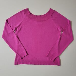 Lilly Pulitzer Fuschia Boatneck Long Sleeve Silk Blend Sweater